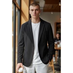 PJ Paul Jones Men's Casual Black Knit Blazer Unlined, Lightweight Size M, NWOT